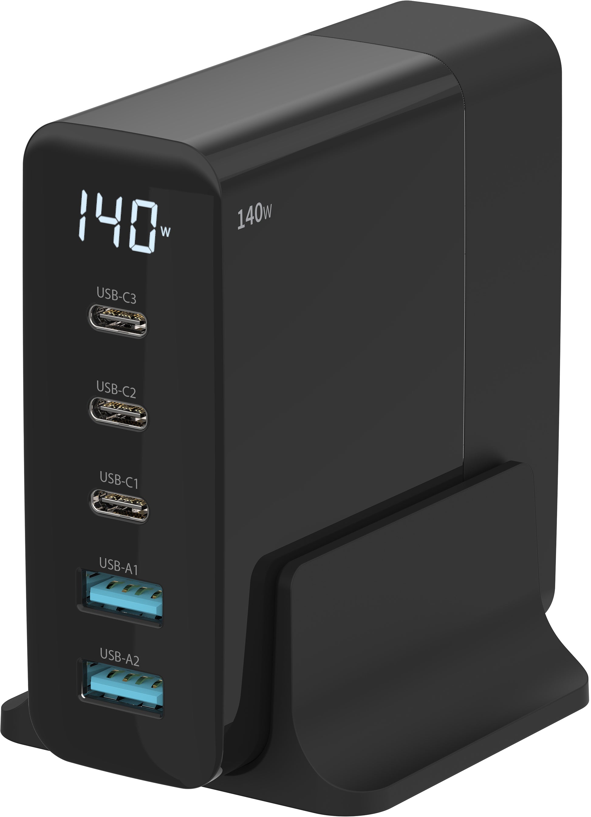 Sitecom CH-1004 USB-Desktop-Ladegerät 140 W – USB-C×3, USB-A×2 – PD, GaN, LED-Anzeige, EU-Stecker (Typ C)
