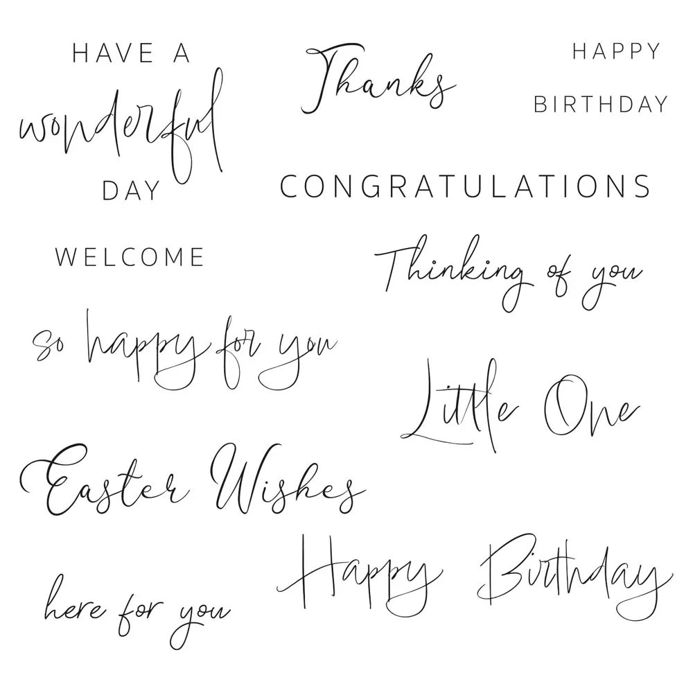 Sizzix Stempel-Set – Daily Sentiments – 13 Stempel – Polymer – 100 × 100 × 2 mm