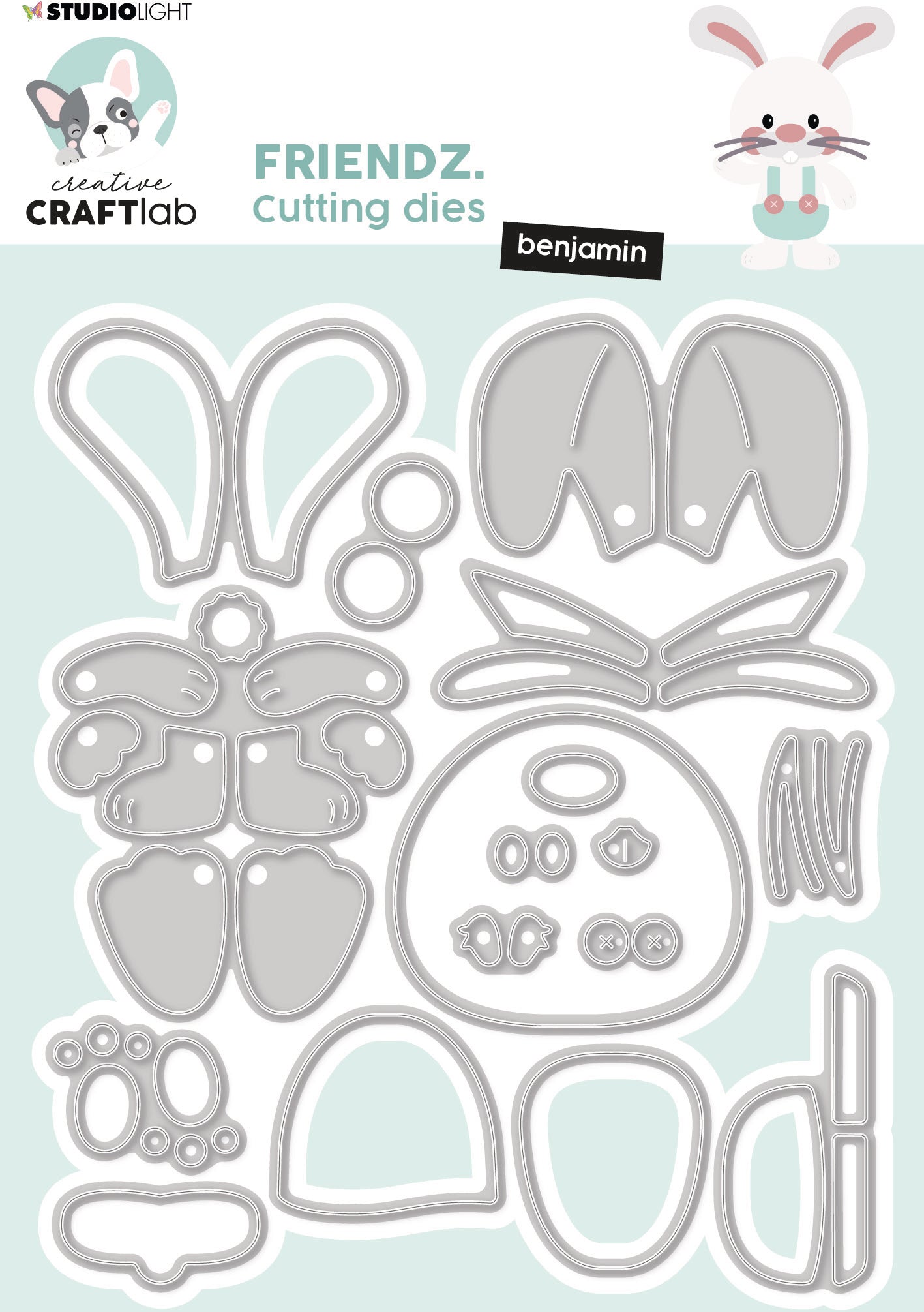 Sizzix CD476 – Stanzschablone, Hase, 17 Teile, 12,2 × 17,5 cm