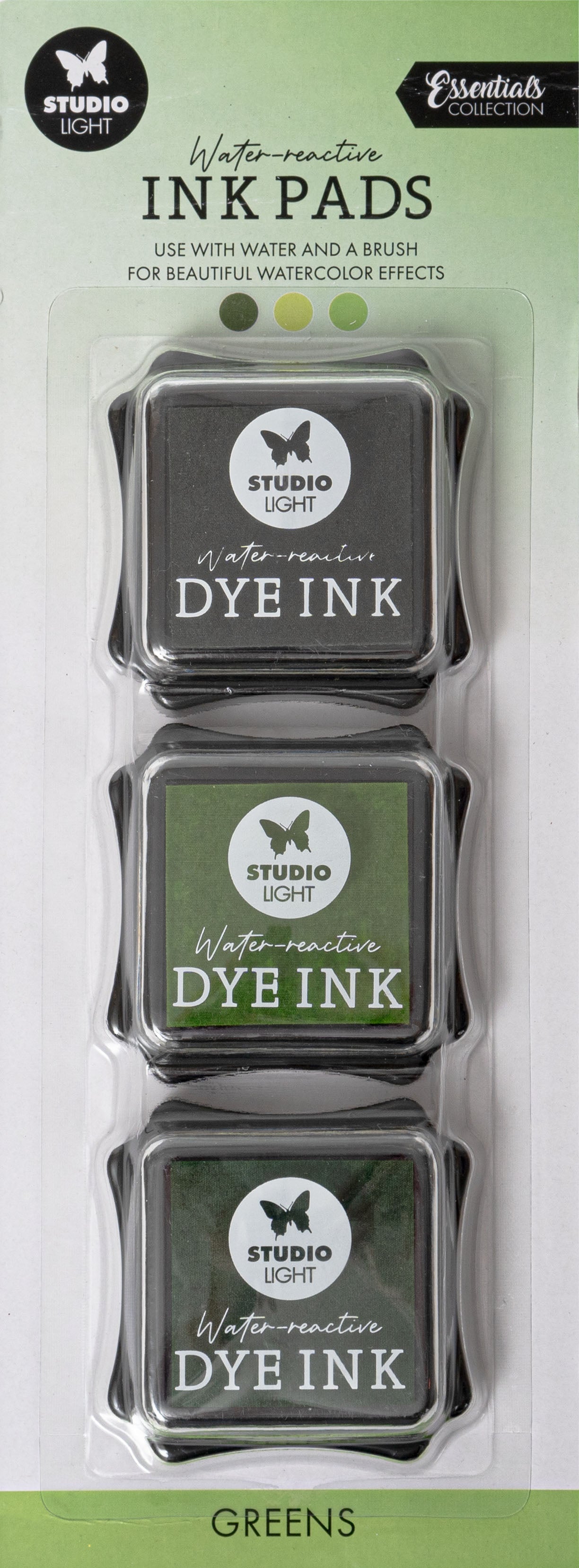 Sizzix Stempelkissen – Grüntöne – Wasseraktiv – 100 × 270 × 2 mm – Grüntöne – 3 Stück