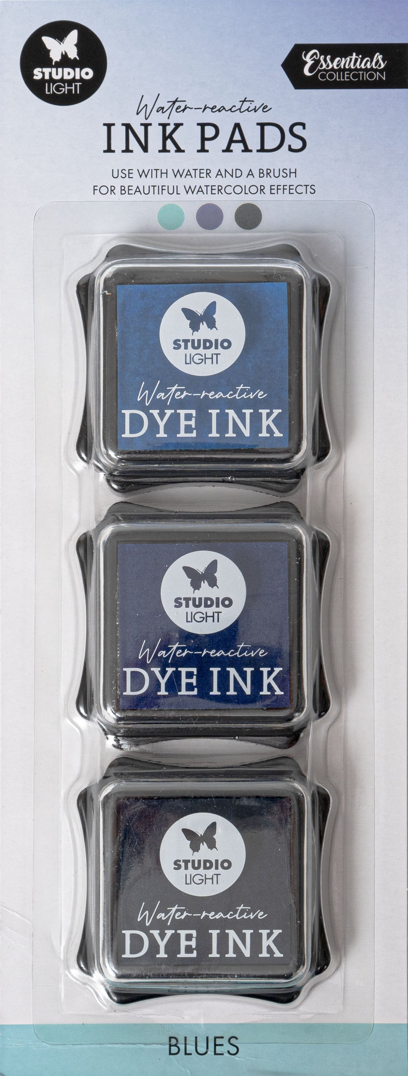 Sizzix Stempelkissen – Blues – Wasseraktiv – 270 × 100 × 2 mm – 3er-Set