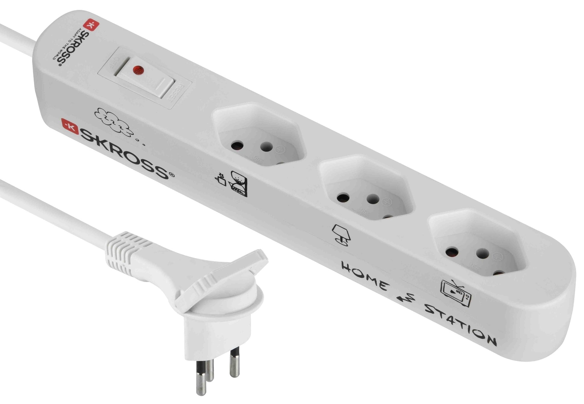 M. Schönenberger SKROSS Home Station – Steckdosenleiste, 4× T13, 2× USB, mit Schalter, 1,5 m, Stecker T13, IP20