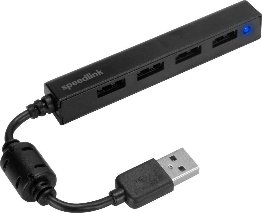SPEEDLINK SNAPPY SLIM SL140000B USB-Hub – USB 2.0, 4× USB-A, für Windows/Mac
