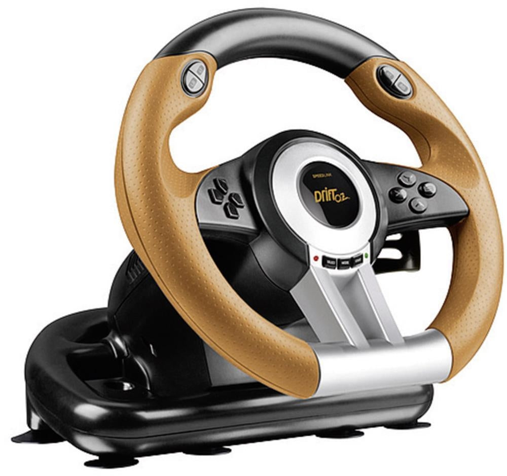 SPEEDLINK DRIFT O.Z. SL6695BKO – Gamepad – USB (kabelgebunden), Lenkrad mit Pedalen, 12 Tasten, Vibration – für PC