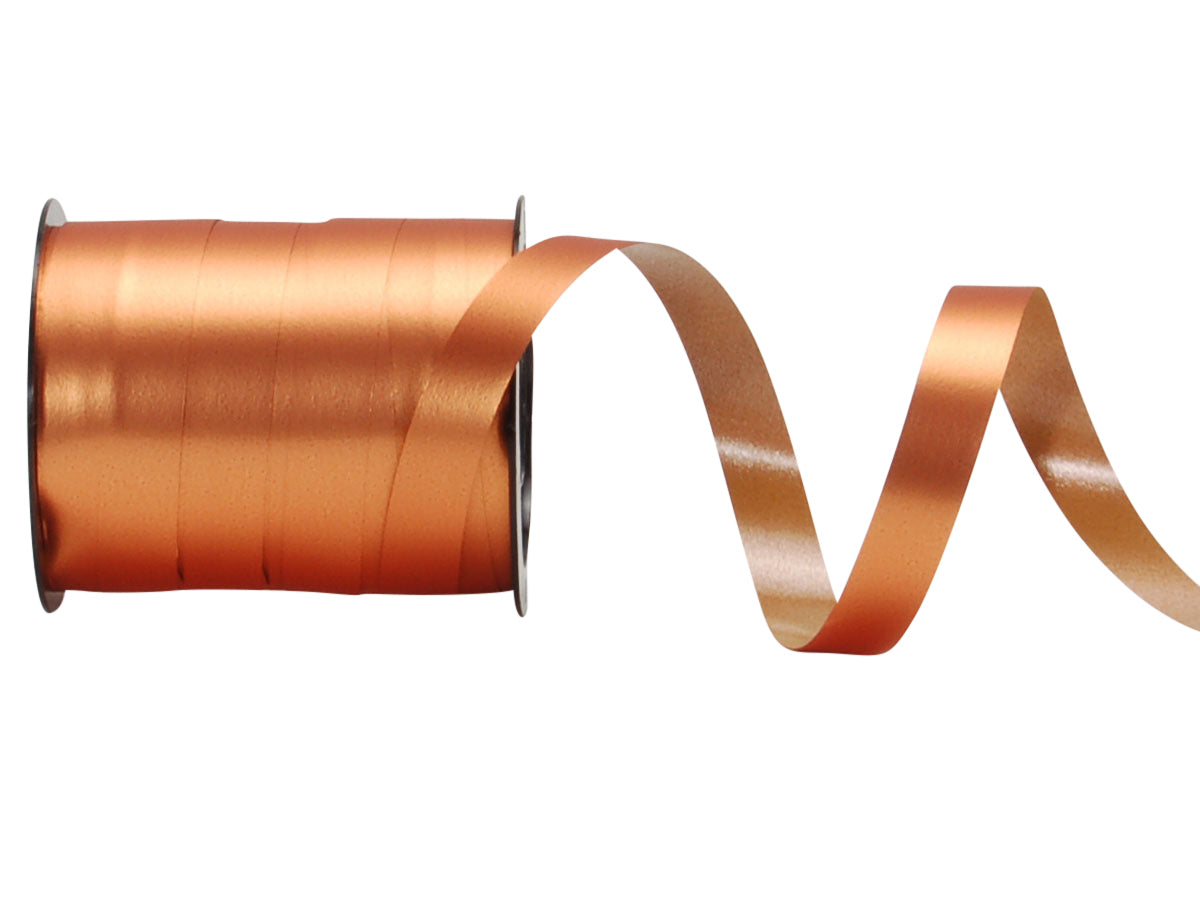 Spyk Geschenkband Poly glänzend Kupfer – 10 mm × 15 m
