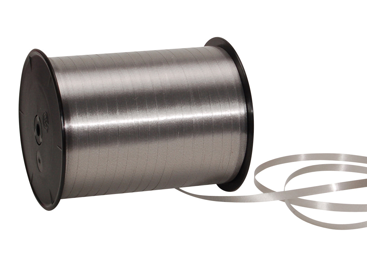 Spyk Geschenkband Poly glatt Silber – 5 mm × 500 m