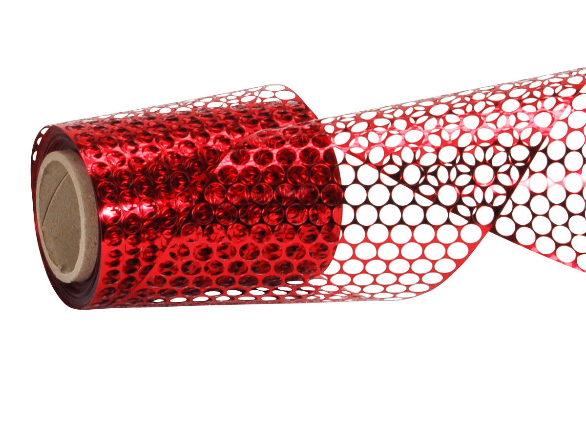 Spyk Geschenkband, Rot, Gitter – 85 mm × 5 m