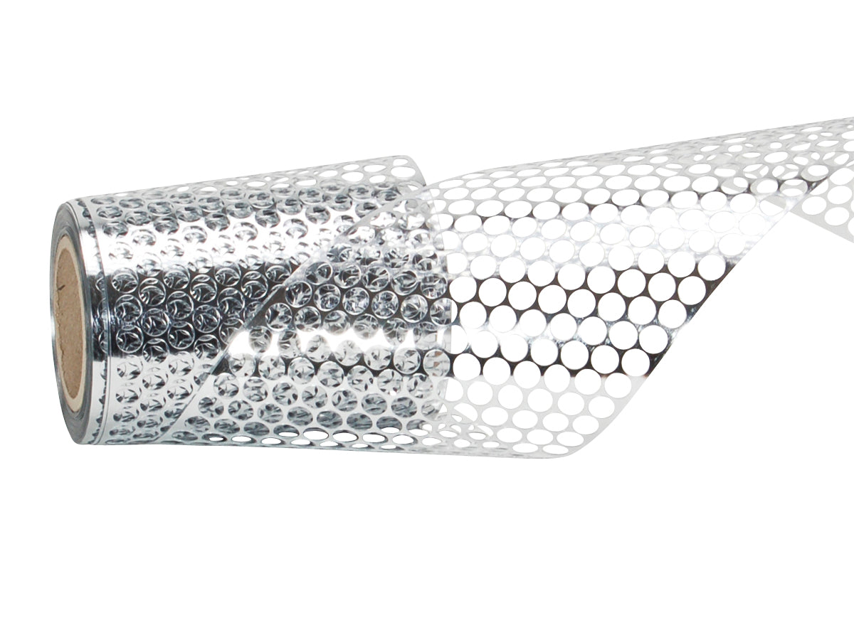 Spyk Geschenkband Gitter Silber – 85 mm × 5 m