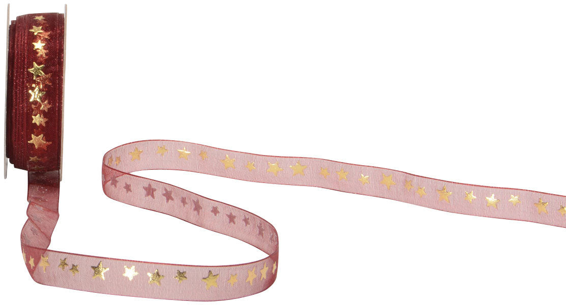 Spyk Geschenkband Cubino Stellare Bordeaux – 10 mm × 4 m