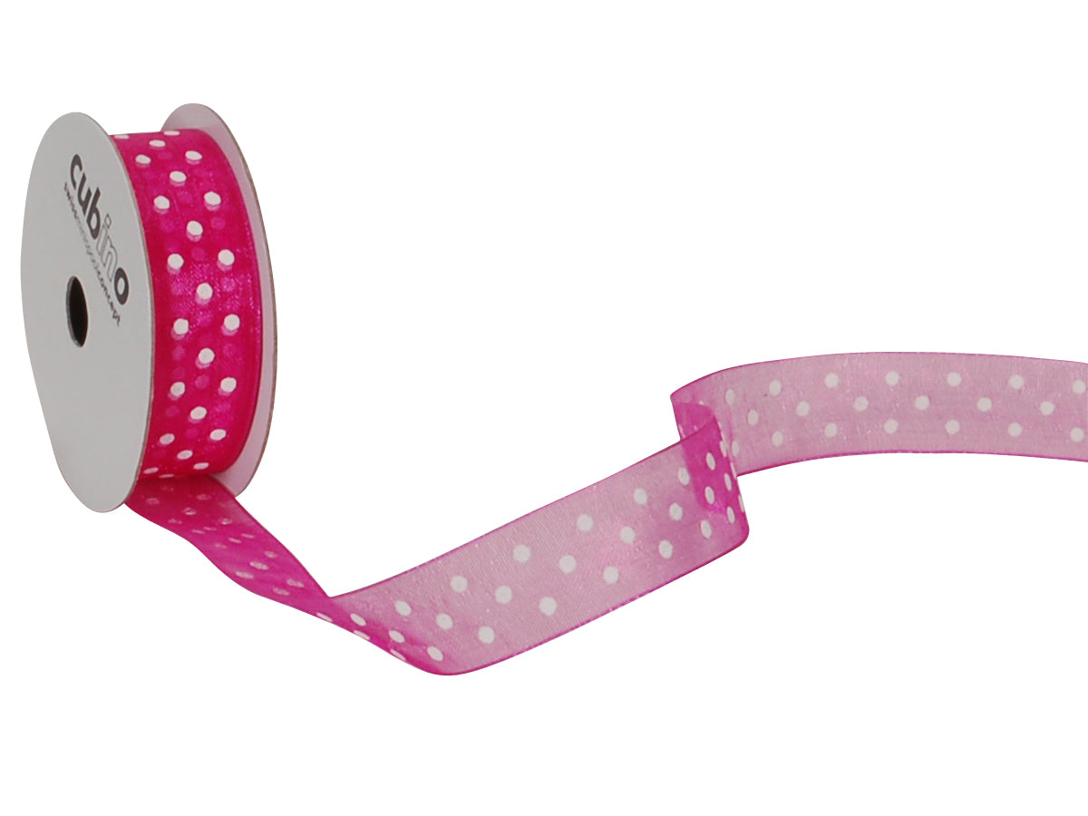 Spyk Cubino Dots 1748.289 – Geschenkband, Pink-Weiss – 56 mm × 0,1 m