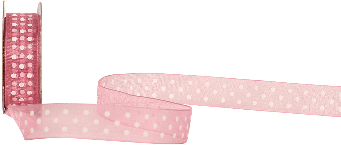 Spyk Geschenkband Cubino Dots Rosa – 15 mm × 4 m
