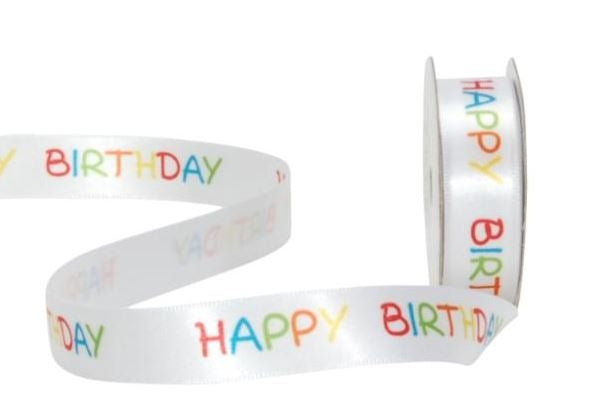 Spyk Geschenkband Cubino Happy Birthday – 16 mm × 3 m