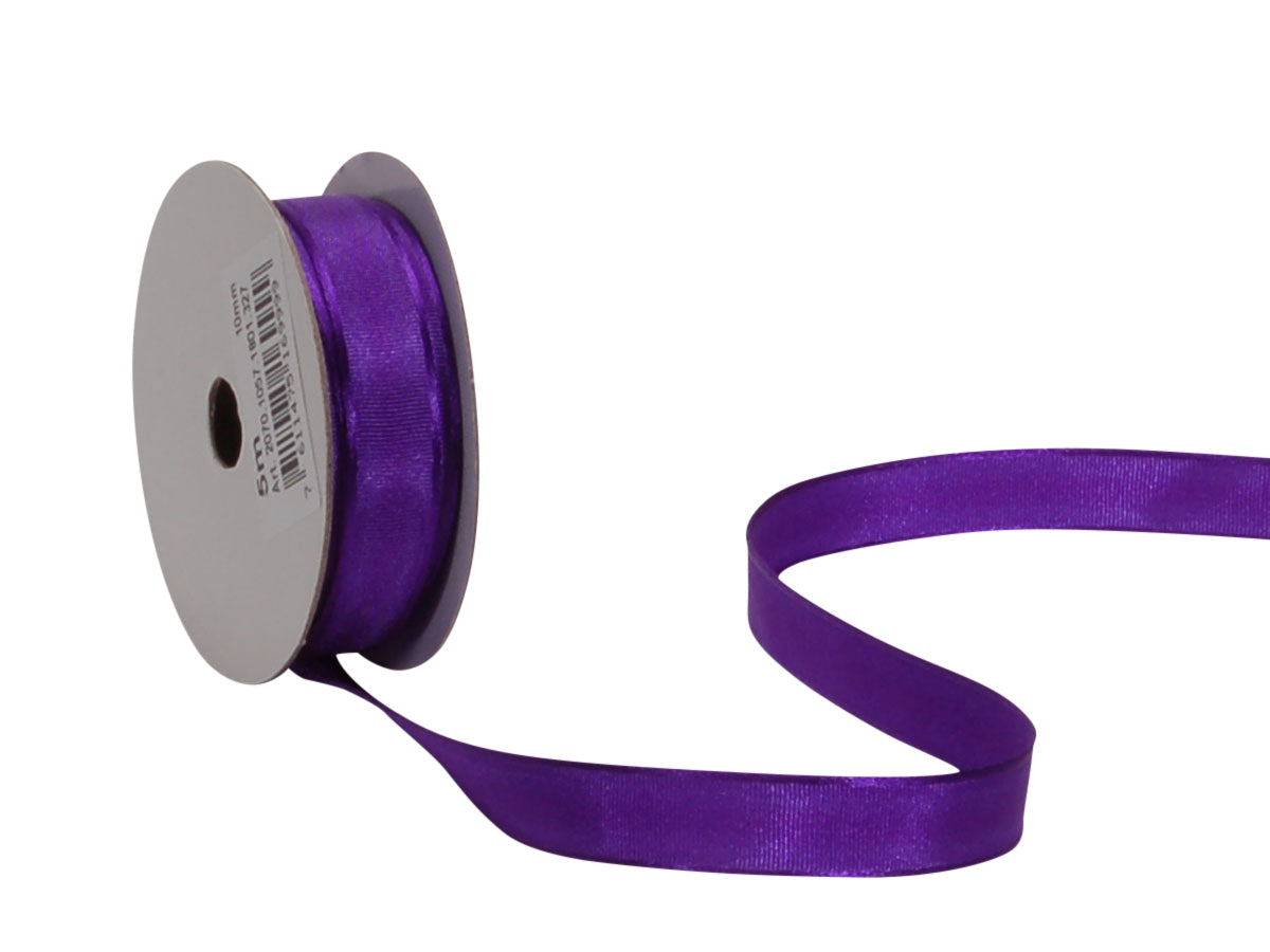 Spyk Geschenkband Cubino Taffetas Violett – 10 mm × 5 m – Echte Webkante, Ohne Draht