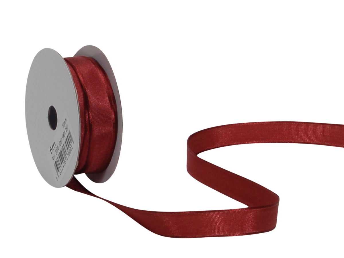 Spyk Geschenkband Cubino Satin Weinrot – 10 mm × 5 m – Echte Webkante