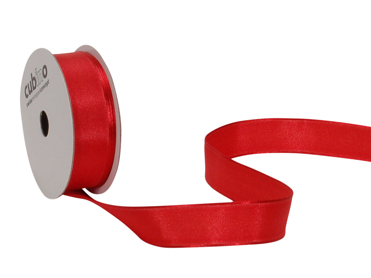 Spyk Geschenkband Cubino Taffetas Rot – 15 mm × 4 m – Echte Webkante, Ohne Draht