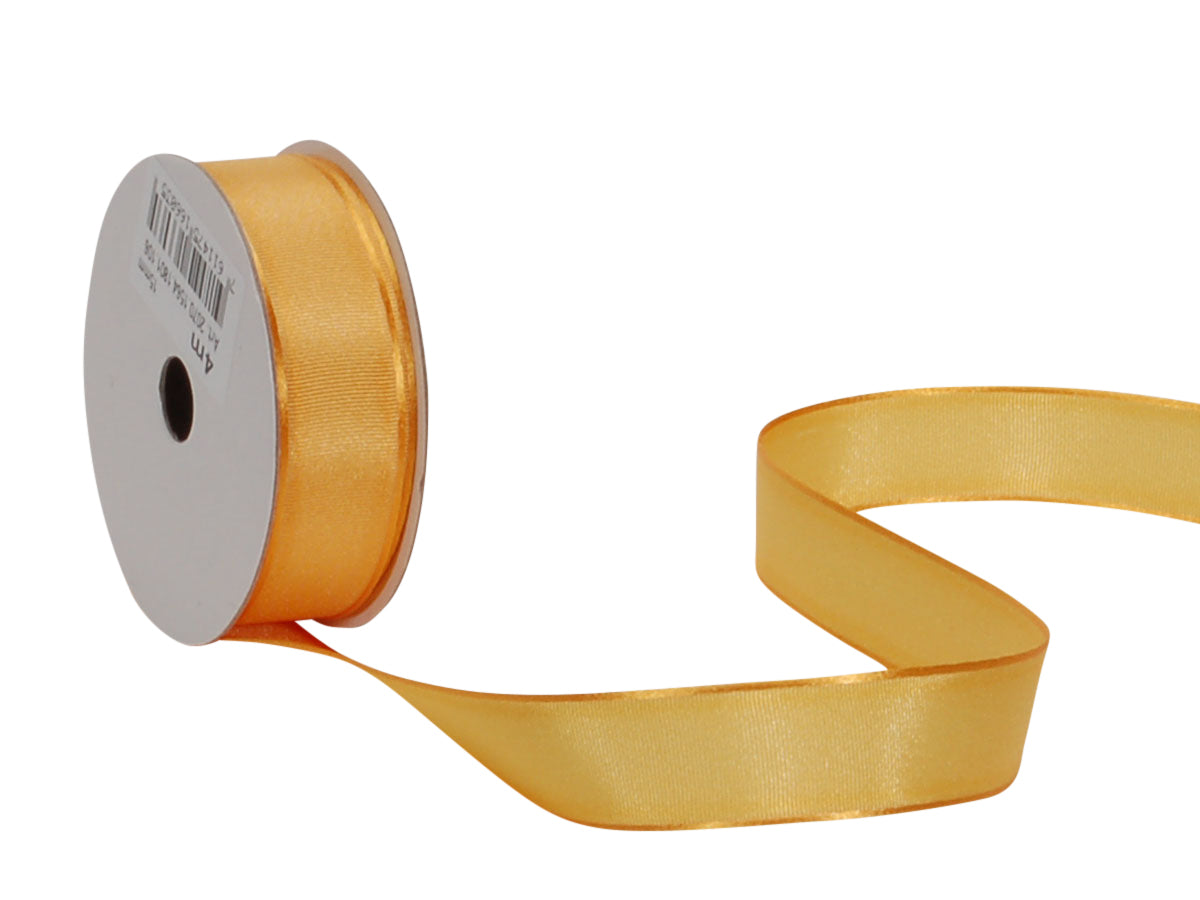 Spyk Geschenkband Cubino Satin Gelb – 15 mm × 4 m – Echte Webkante