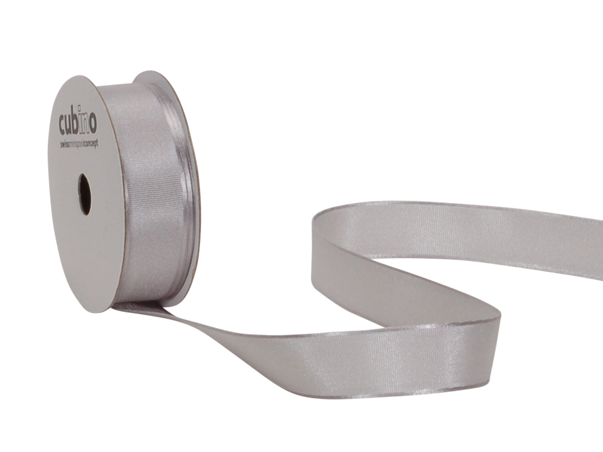 Spyk Geschenkband Cubino Taffetas Silber – 15 mm × 4 m – mit Webkante