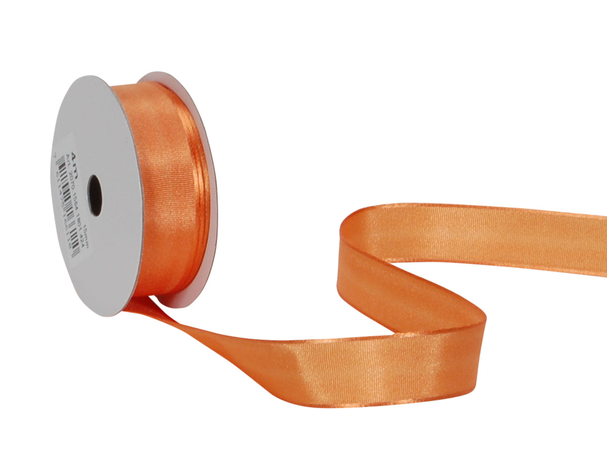 Spyk Geschenkband Cubino Satin Orange – 15 mm × 4 m – Echte Webkante