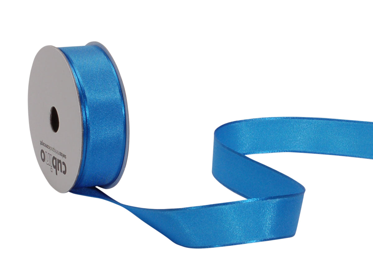 Spyk Geschenkband Taffetas Blau – 15 mm × 4 m – Echte Webkante, Ohne Draht