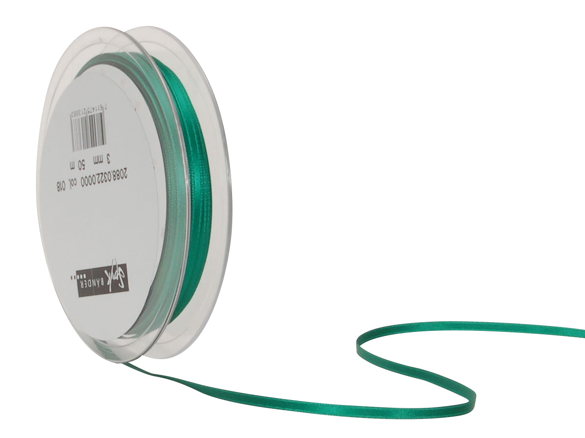 Spyk Satinband Grün – 3 mm × 50 m – Doppelseitig