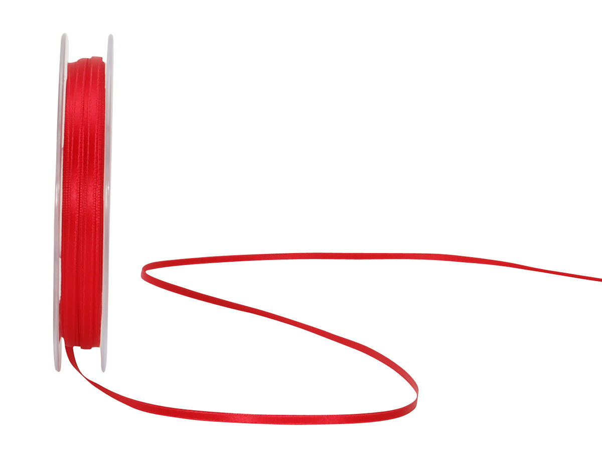 Spyk Satinband Rot – 3 mm × 50 m – Doppelseitig