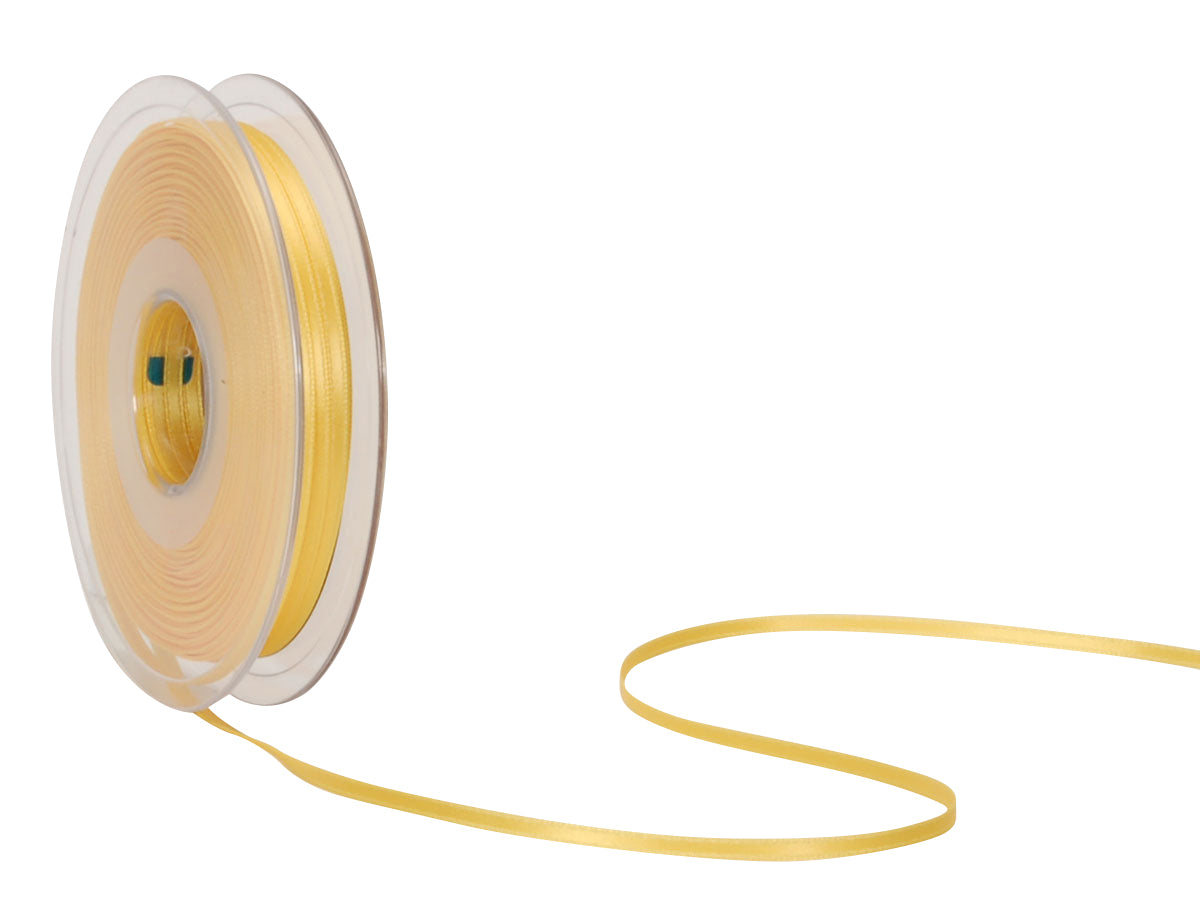 Spyk Geschenkband, Gewebe, Gelb, doppelseitig – 3 mm × 50 m – 1 Rolle