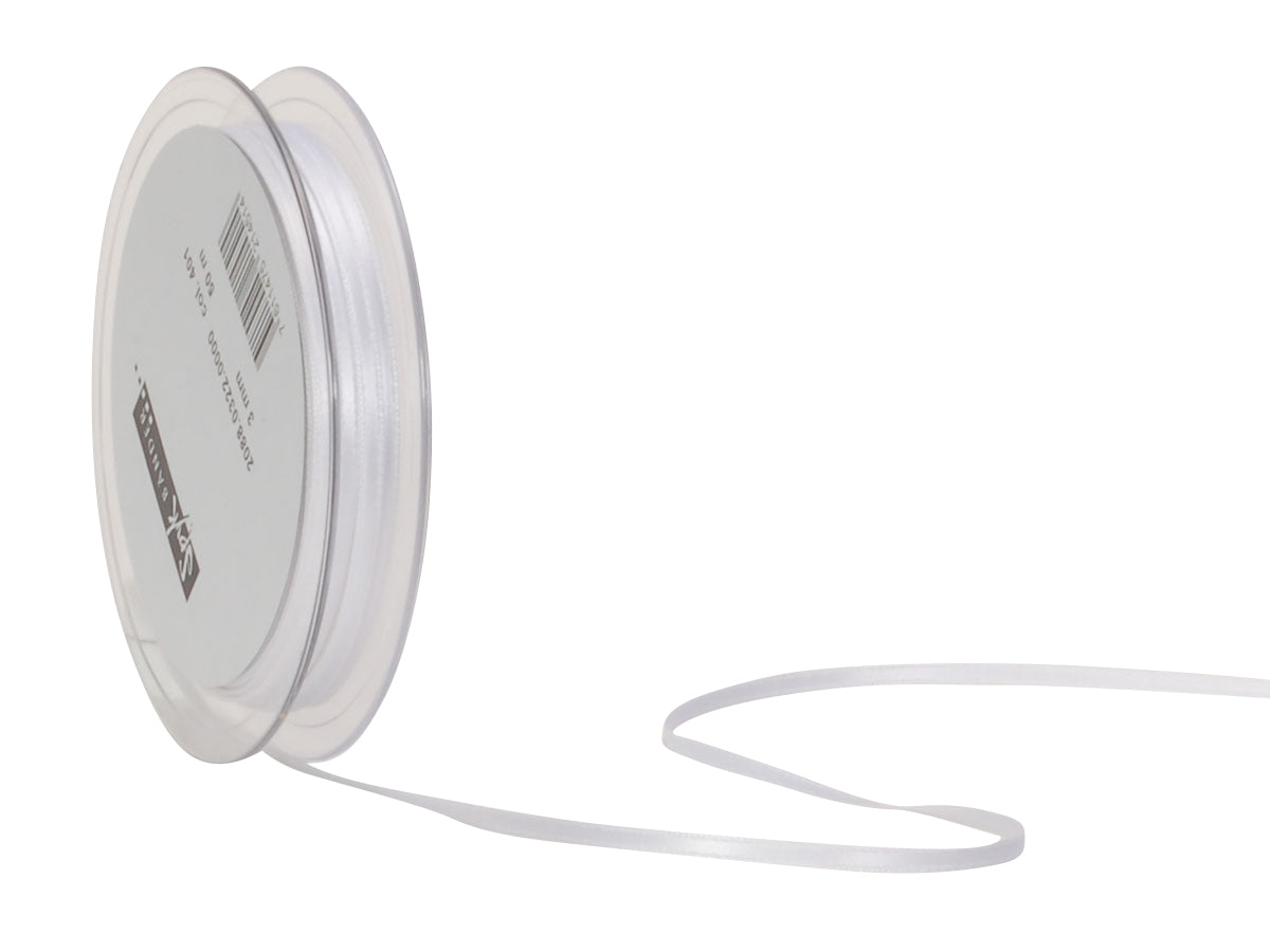 Spyk Satinband Weiss – 3 mm × 50 m – doppelseitig
