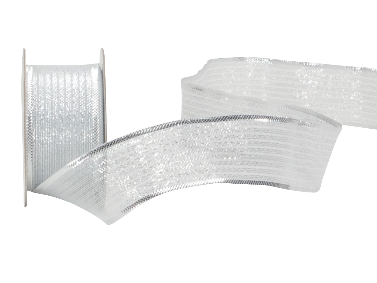 Spyk Geschenkband Cubino Silber, Brillant – 25 mm
