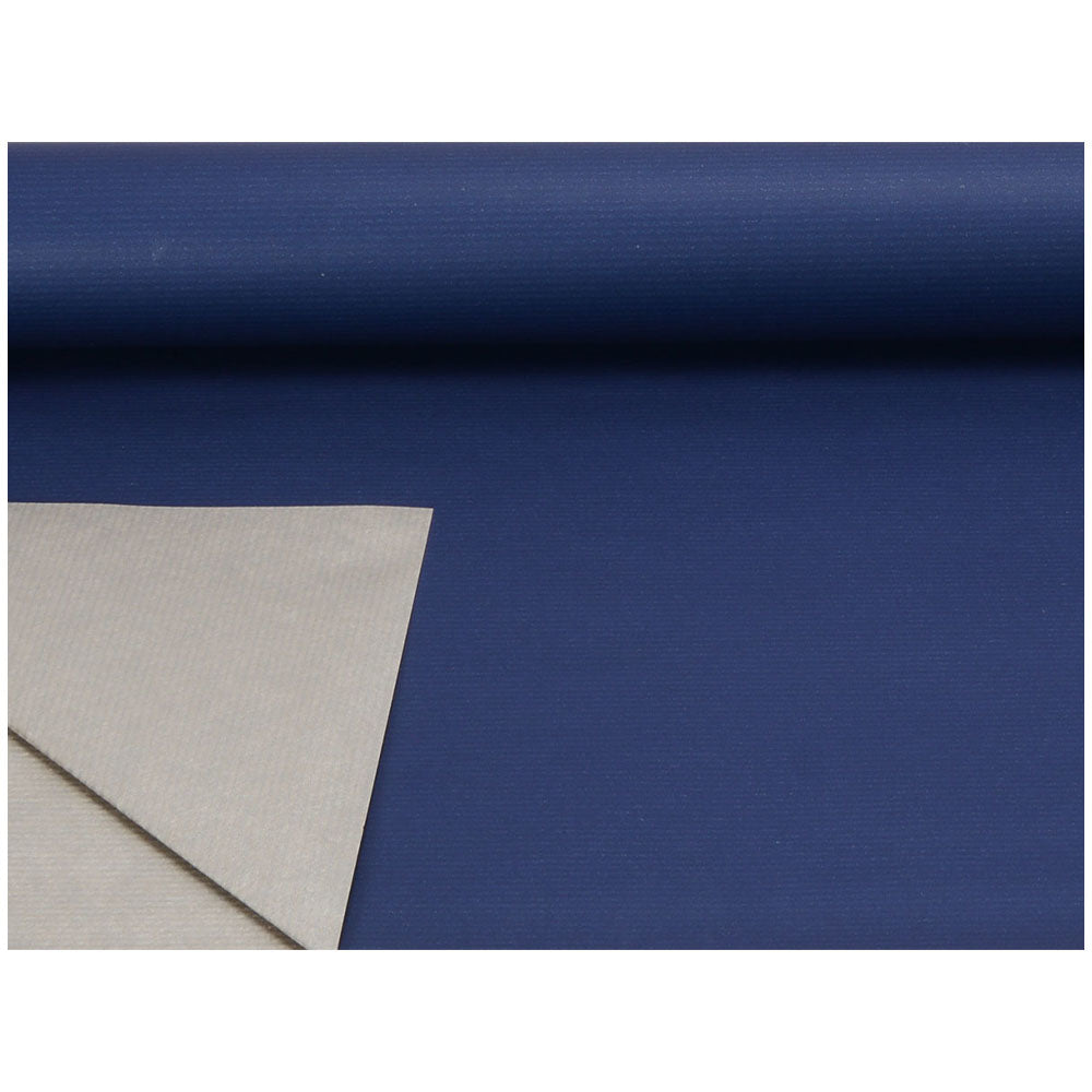 Spyk Geschenkpapier Kraft Dunkelblau/Silber – 70 cm × 250 m – Beidseitig verwendbar