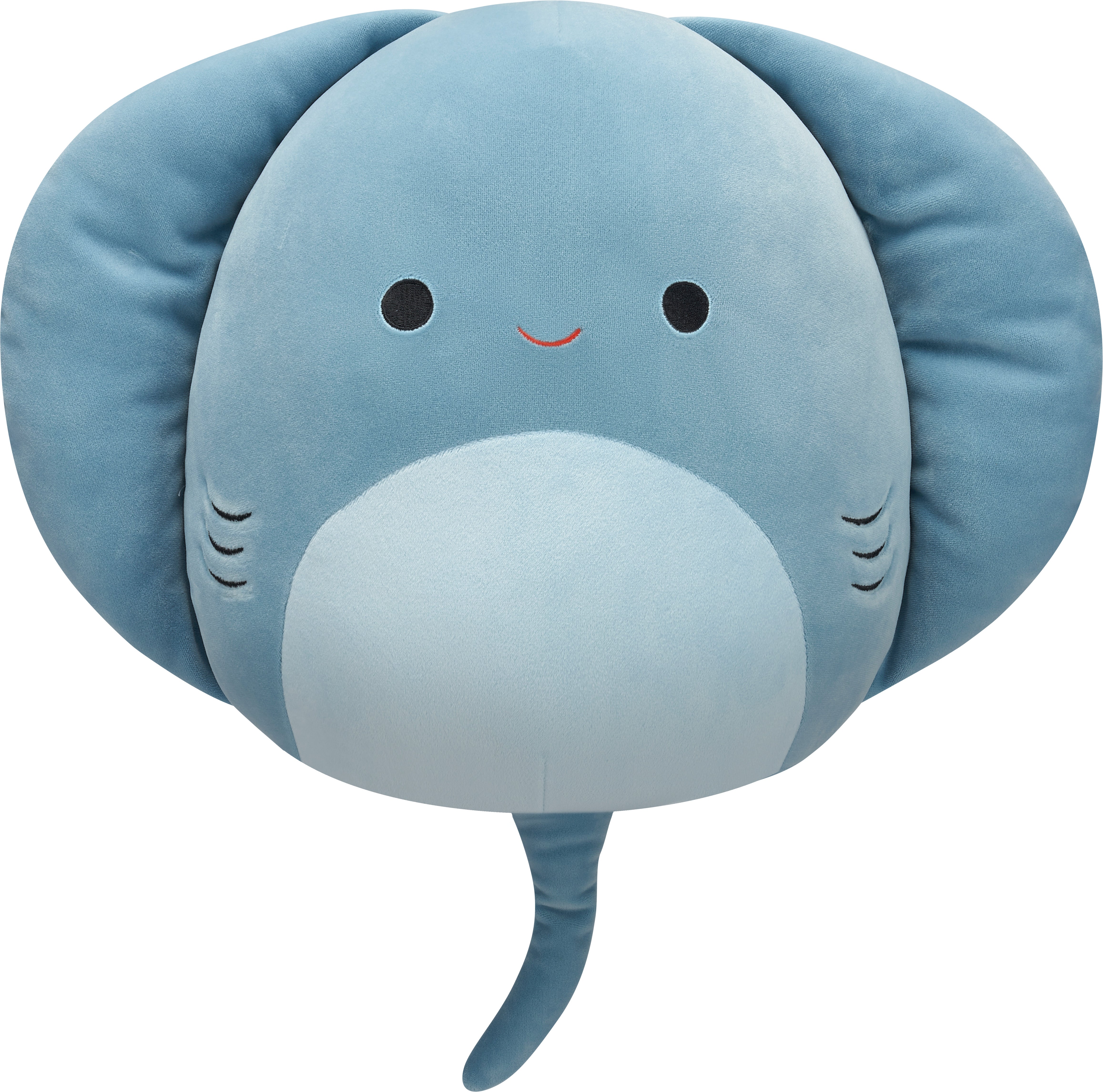 Squishmallows Stachelrochen Zierkissen – 32 × 33 cm, mit Füllung, blau-gepunktet