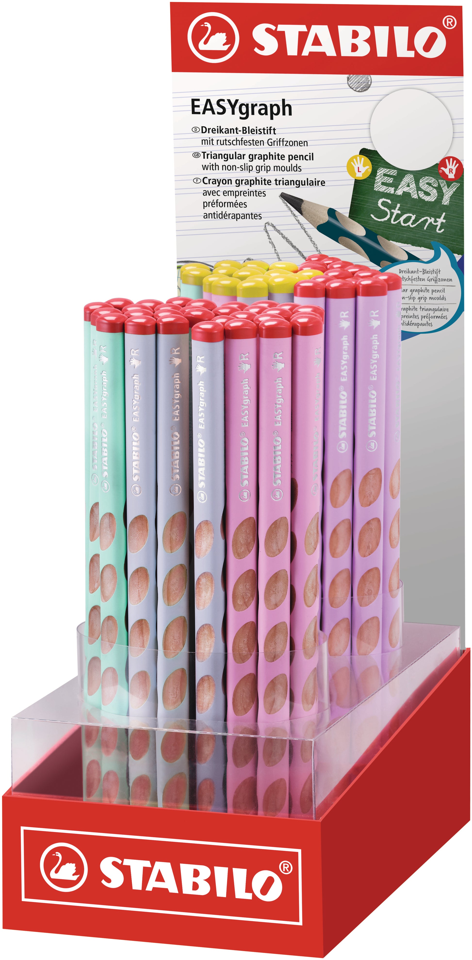 STABILO EASYgraph Pastell Bleistifte HB, dreieckig – 60er-Display