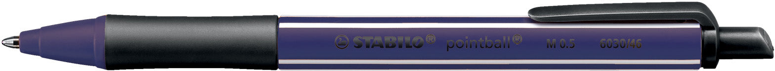 STABILO pointball Wildblume Kugelschreiber – Blau, Spitze 0,5 mm, Druckmechanik, dokumentenecht, nachfüllbar