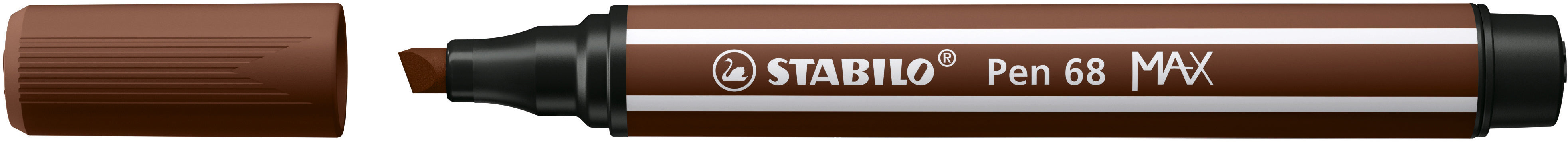 STABILO Pen 68 MAX Filzstift – Doppelspitze, Keilspitze 5 mm + 1 mm, wasservermalbar, Braun, 5er Set