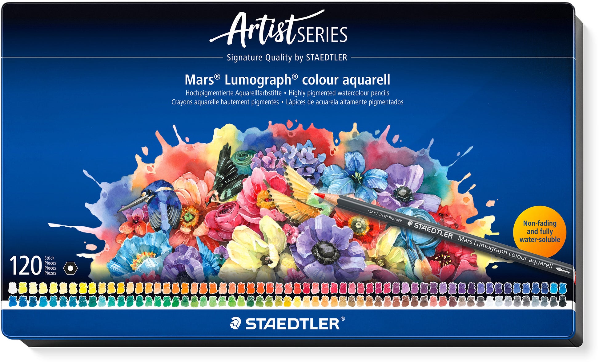 Staedtler Aquarellfarbstifte Artist Line – Sechskant, Minen-Ø 3,6 mm, 120 Farben