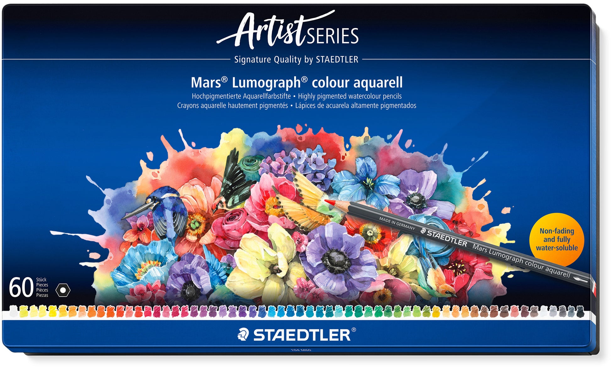 STAEDTLER Aquarellfarbstifte Mars Lumograph colour – Minen-Ø 3,6 mm, 60 Farben
