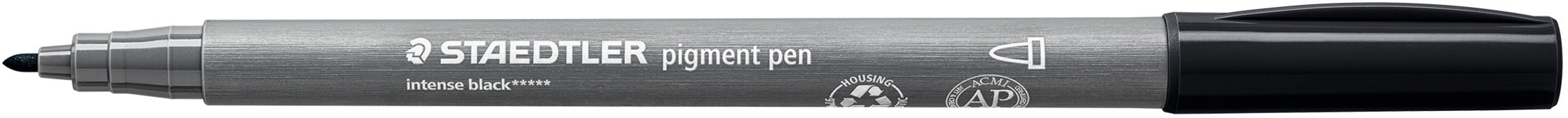 STAEDTLER Pigment Arts Filzstift – Rundspitze, 1 mm, wasserbasiert, abwaschbar, schwarz, 2er Set