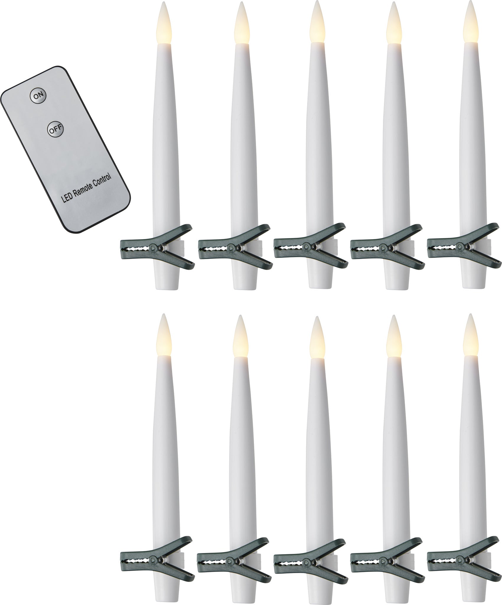 Star Trading LED-Kerzen-Lichterkette Paulina – 10 Stk., 15,5 cm, warmweiss, weiss, Fernbedienung