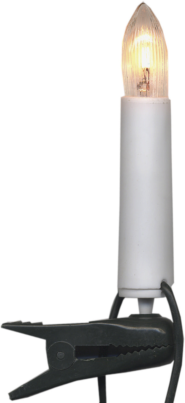 Star Trading Lichterkette Baumkerzen – 16 Stk., 11 cm, 3 W, weiss, 7,5 m Kabel, Netzadapter