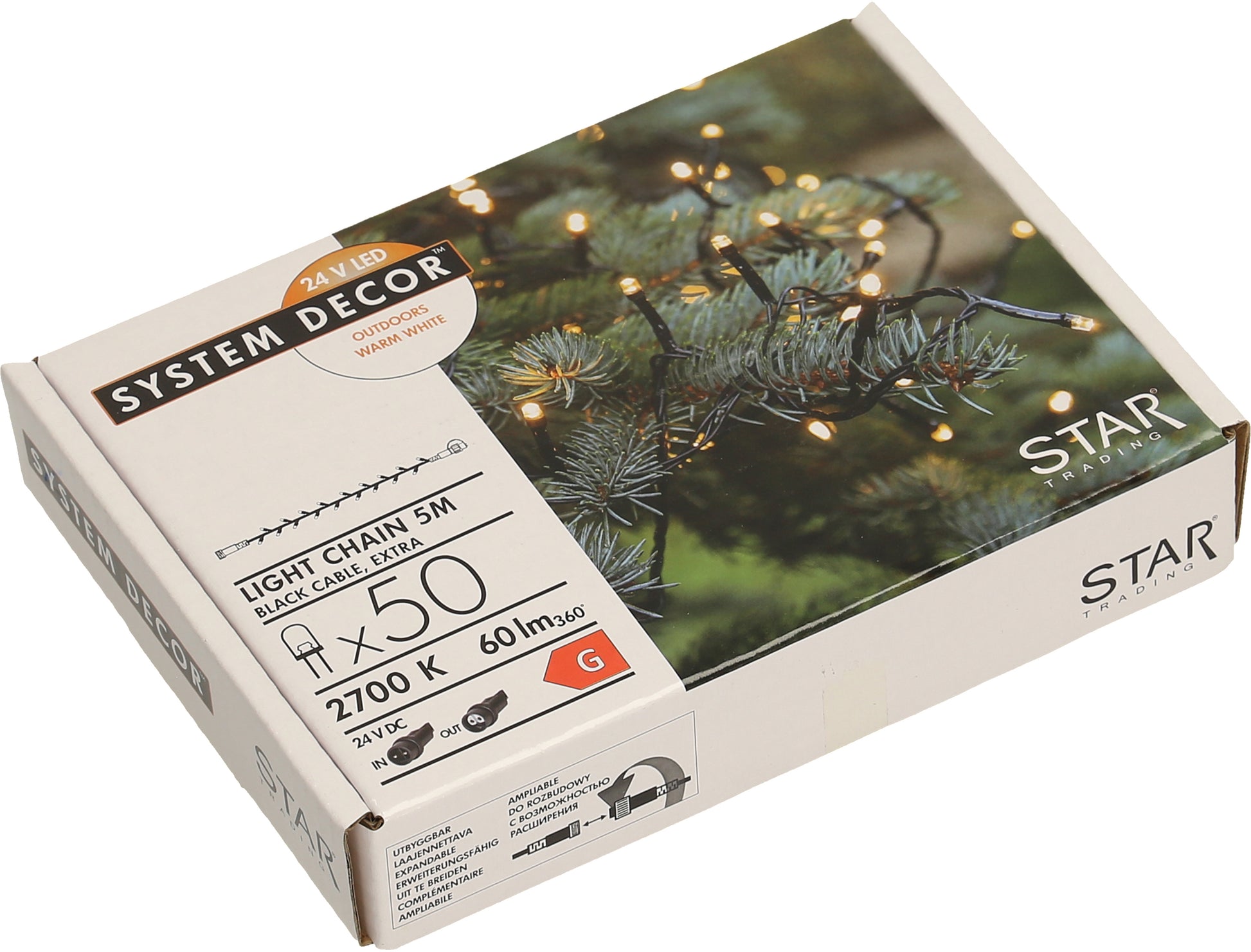 Star Trading System Decor Lichterkette Erweiterung Extra (495-27-1) – 5 m – Warmweiss – IP44 – Schwarz