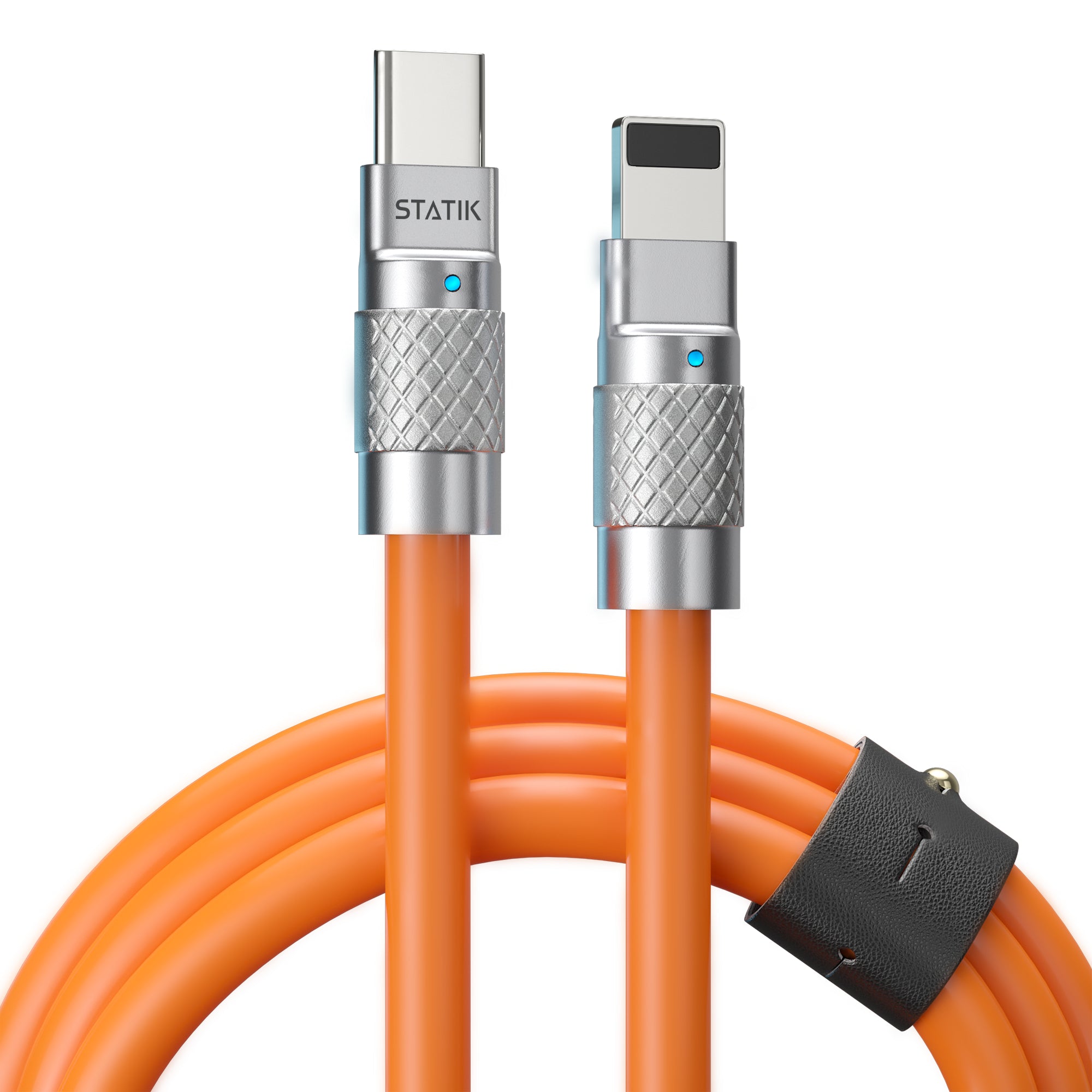 Statik USB-C auf USB-C Kabel – 1,8 m – PD 100 W – Silikon – Orange