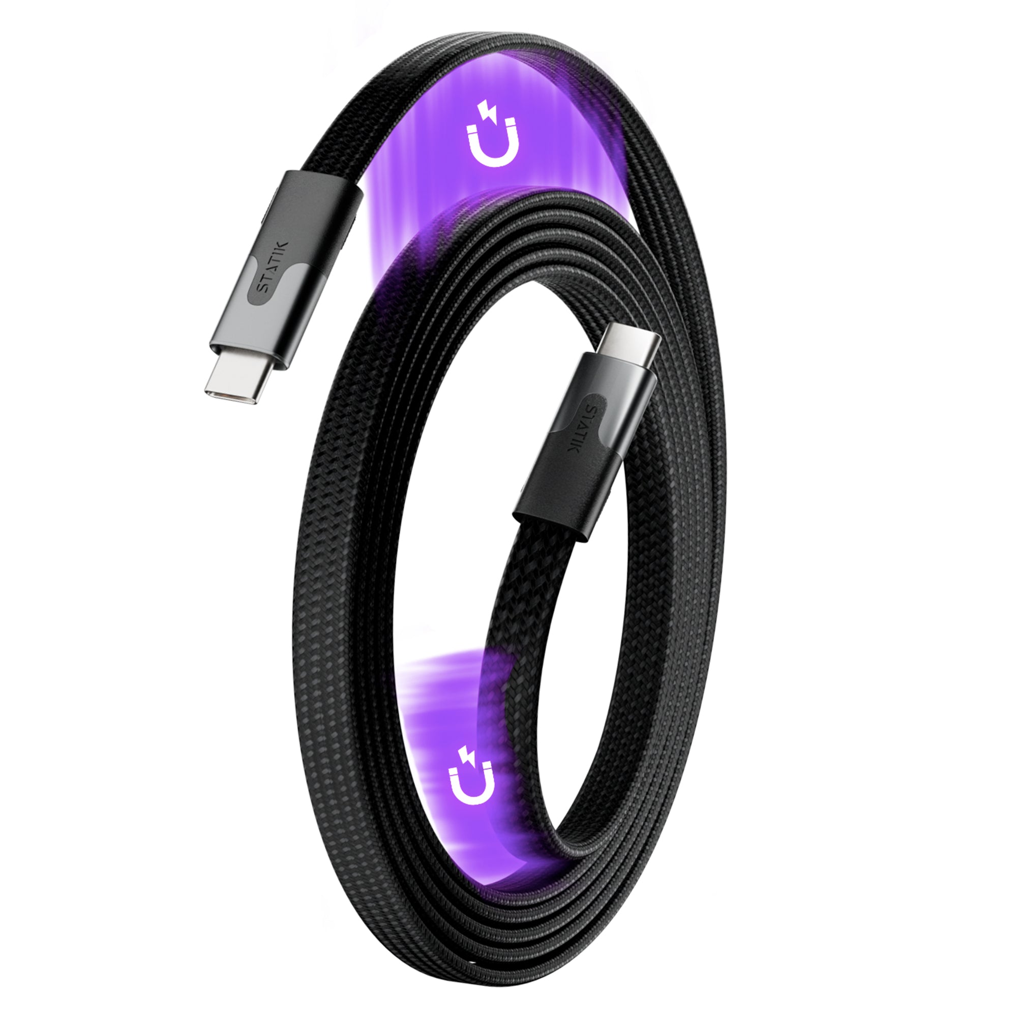 Statik USB-C auf USB-C Kabel – 1 m – PD 100 W – Magnetisch – Schwarz
