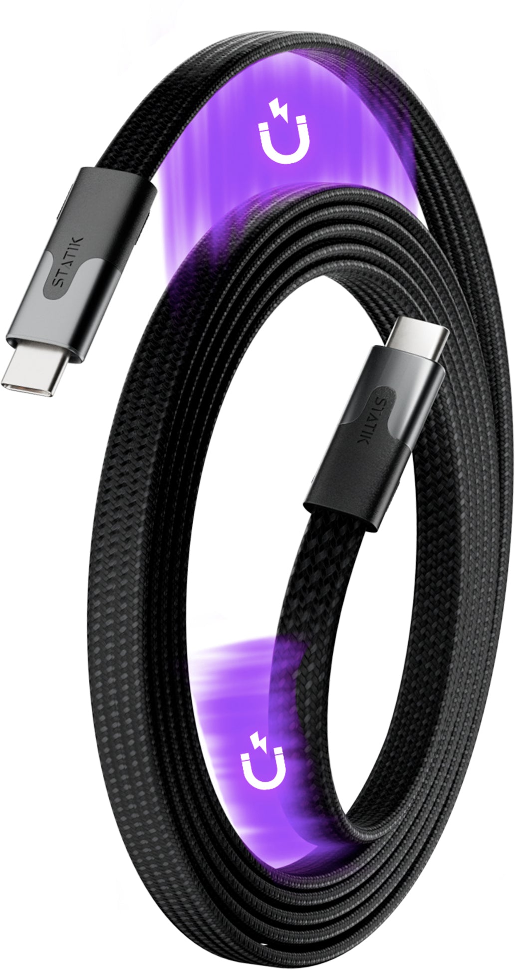 Statik USB-C auf USB-C Kabel – USB 2.0 (480 Mbit/s) – 2 m – PD 100 W – Magnetisch – Schwarz