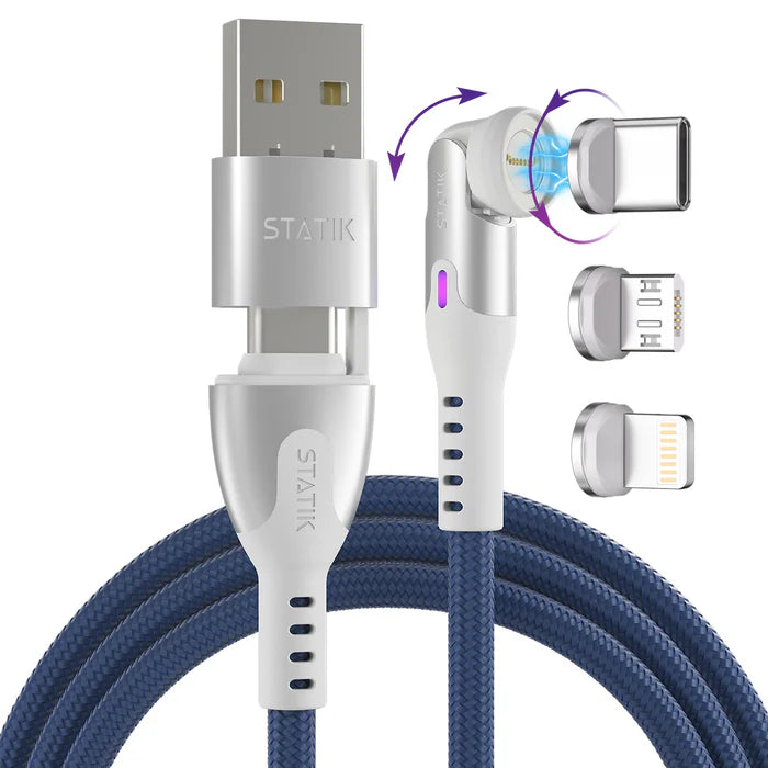 Statik USB-Kabel – USB-C auf Lightning/Micro-USB – USB 2.0 (480 Mbit/s) – 2 m – PD 100 W – Magnetisch