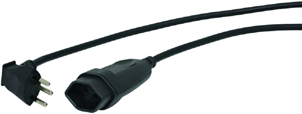 Steffen Verlängerungskabel – Winkelstecker T12–Kupplung T13, 5 m, 3×1 mm², schwarz