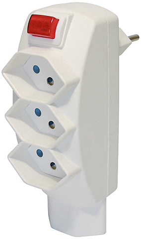 Steffen Steckdosenleiste, 4×T13, mit Schalter, Eingang T12, Kinderschutz, drehbar, 240×137×54 mm – Weiss
