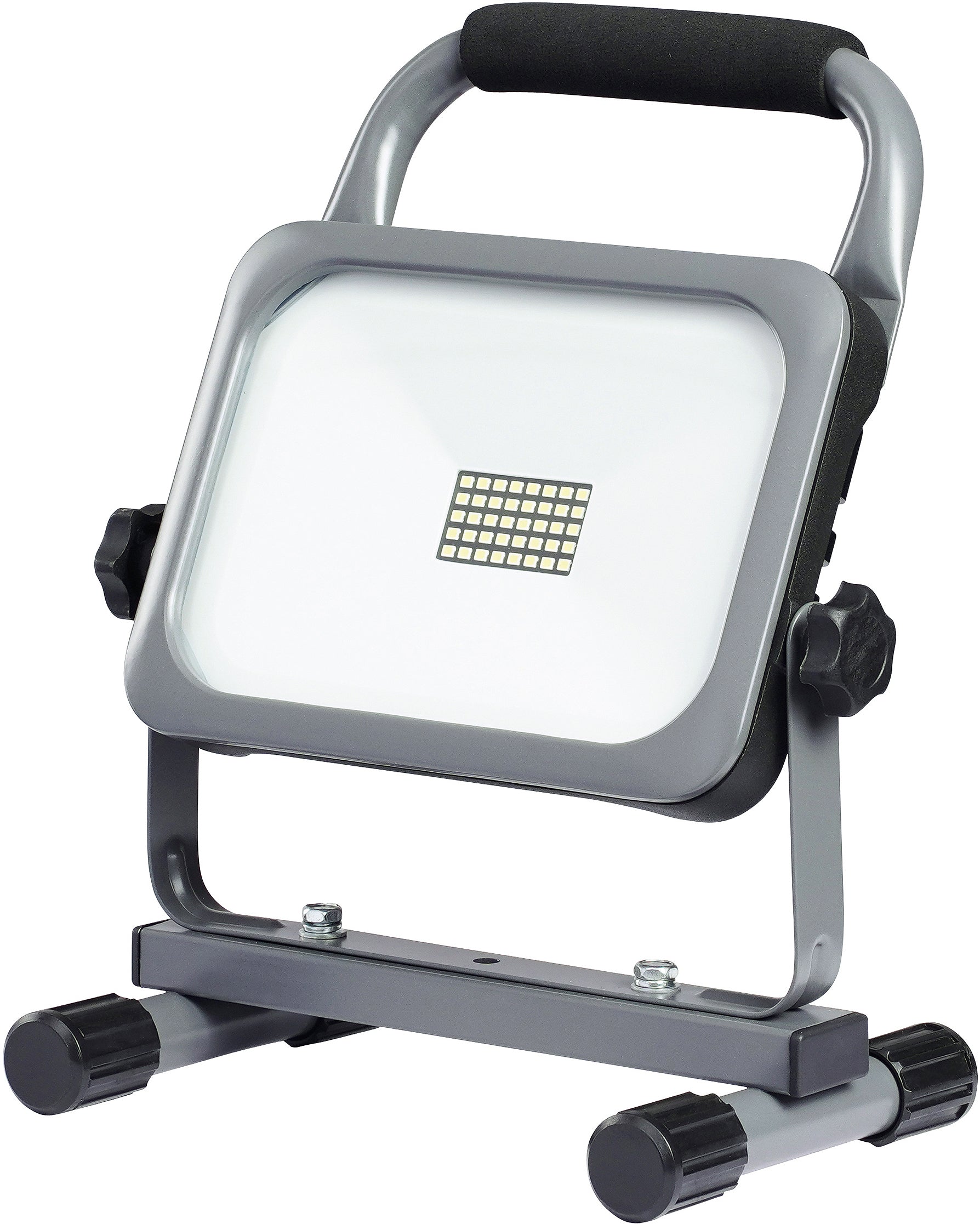Steffen Arbeitsstrahler – 30 W – Kaltweiss, 6'500 K – IP54 – Akkubetrieb – dimmbar (3 Stufen), USB-C – Grau