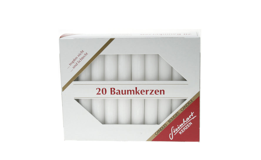 Steinhart Baumkerzen – 9,5 × 1,3 cm, 20 Stück – Weiss