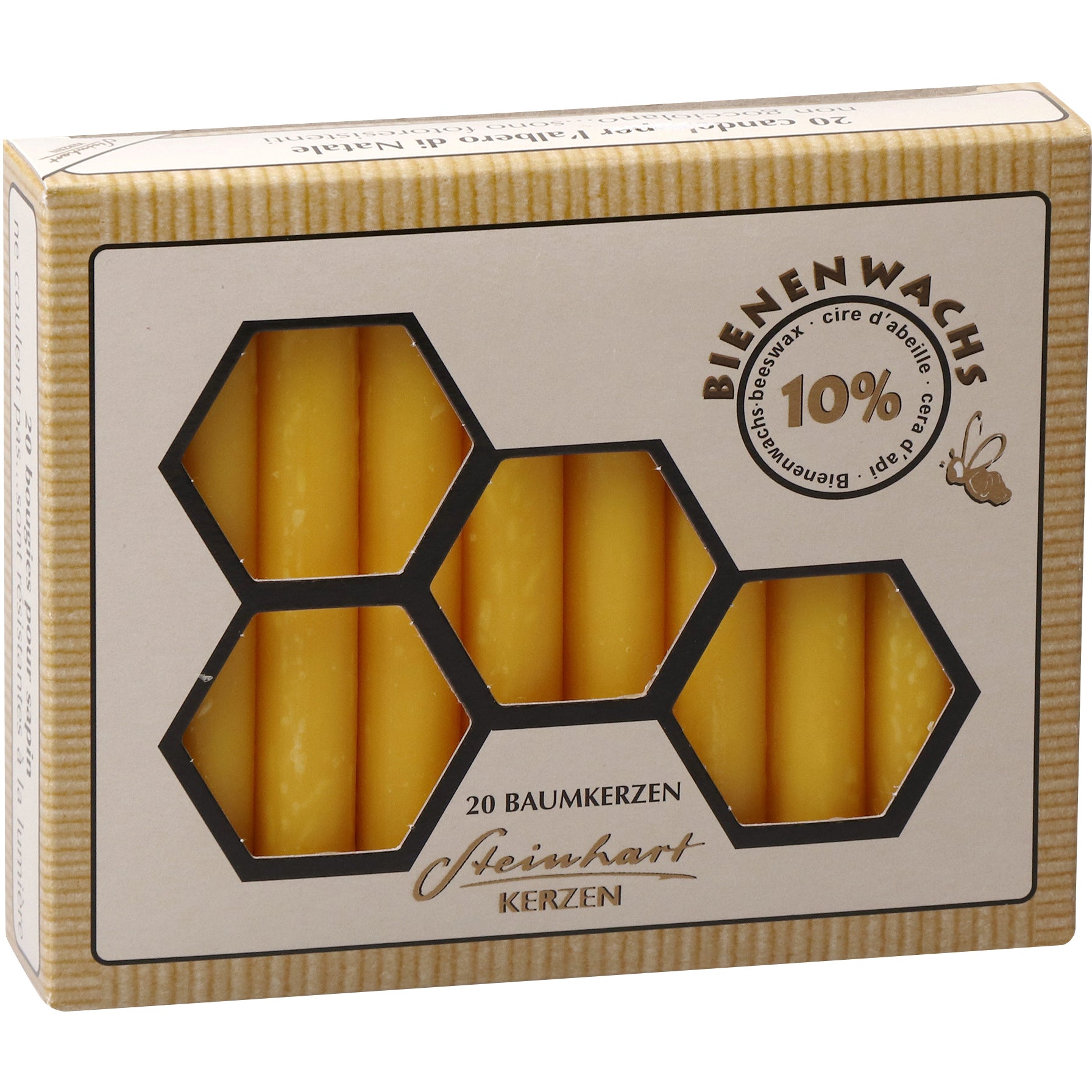 Steinhart Baumkerzen – 9,5 × 1,3 cm – Bienenwachs, 20er-Pack