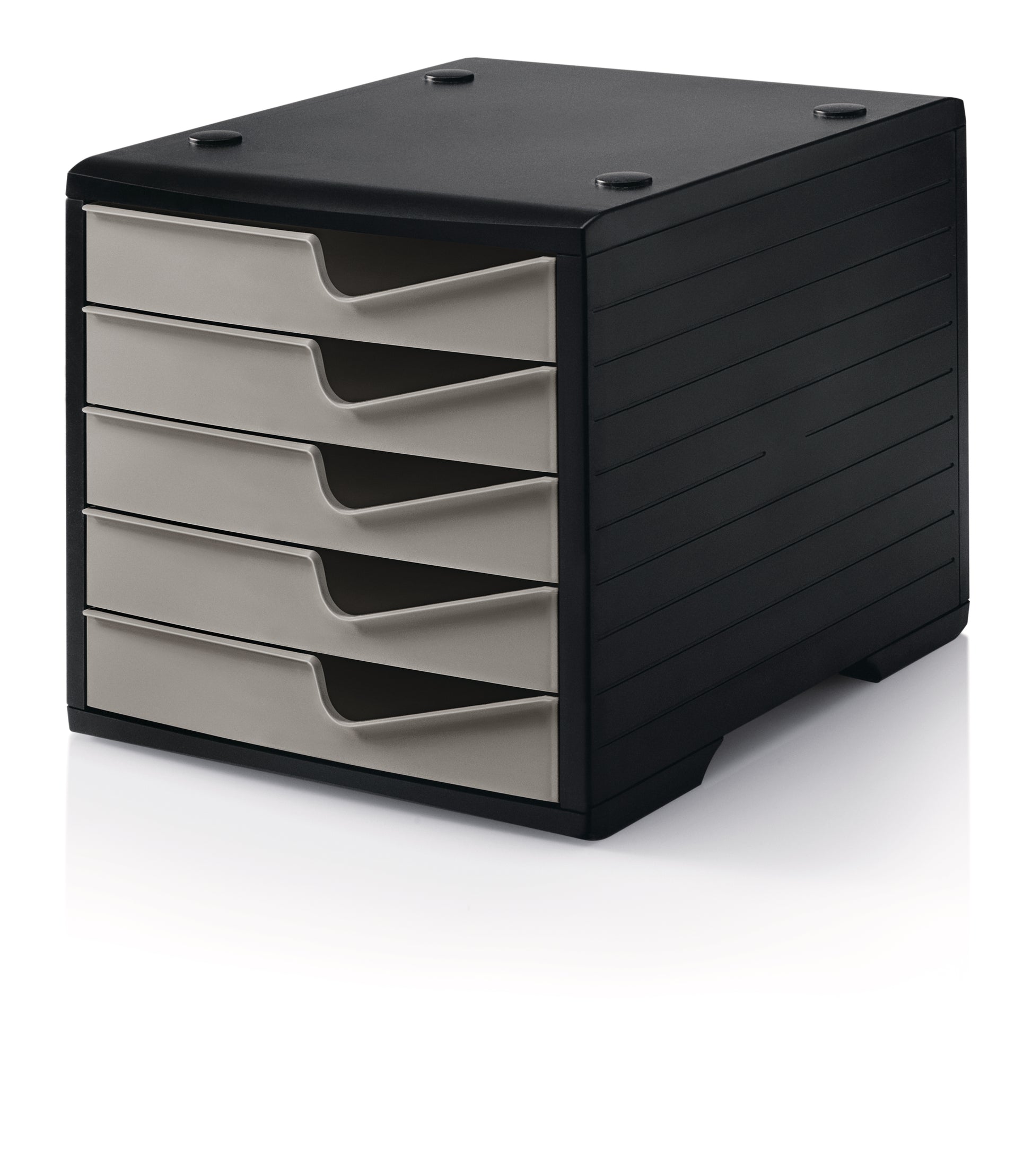 Styro 275-8430 Schubladenelement – 5 Schubladen, für C4, stapelbar, schwarz/taupe, B 270 × H 250 × T 340 mm