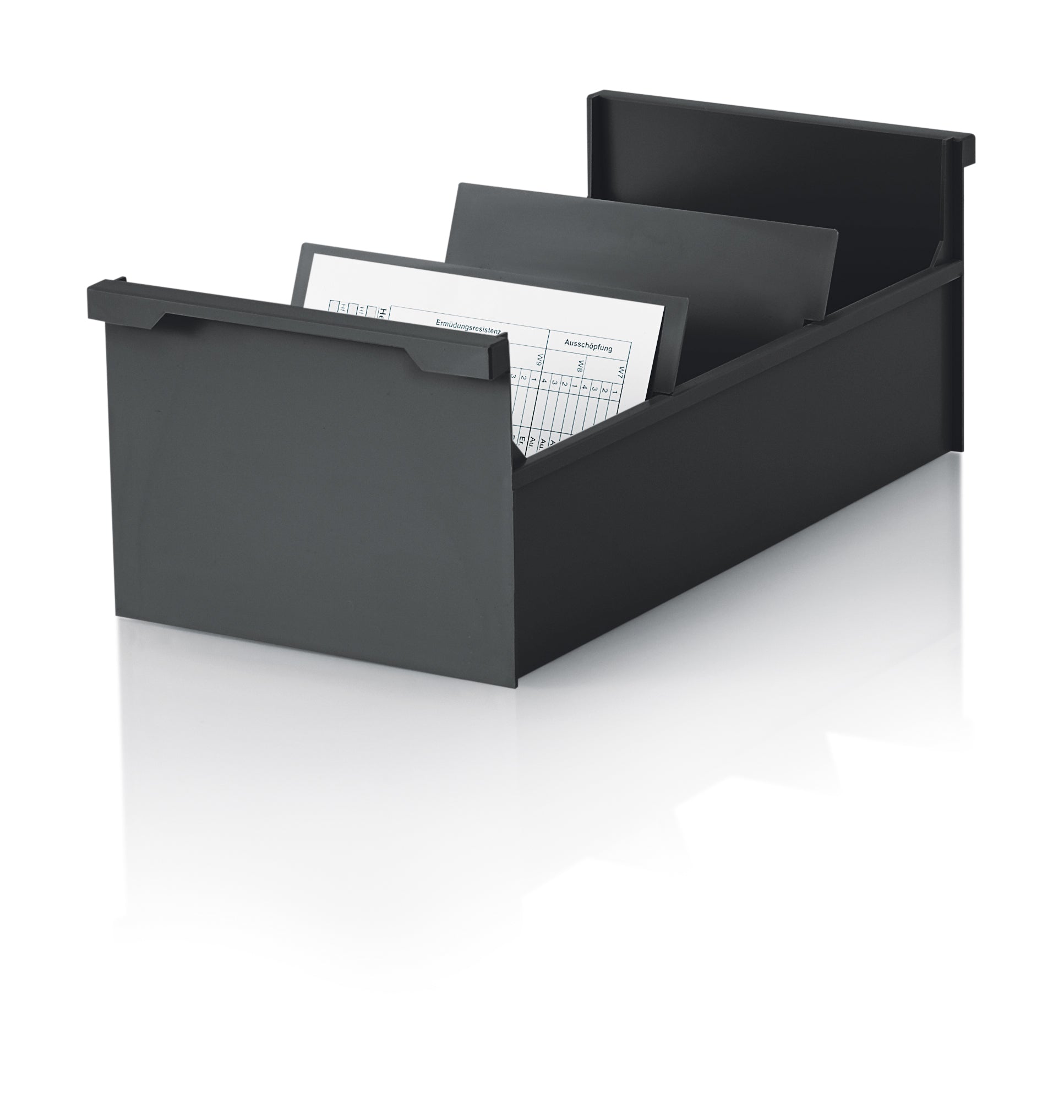 Styro Karteikasten – für A6 quer – für 800 Karten, inkl. 2 Schwenkplatten, Kunststoff, schwarz
